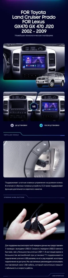 Штатная магнитола Teyes CC3 2K 6/128 Toyota Land Cruiser Prado J120 (2002-2009) F1 Тип-B