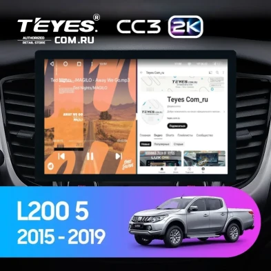 Штатная магнитола Teyes CC3 2K 6/128 Mitsubishi L200 5 (2015-2019) кондиционер F1 (13")