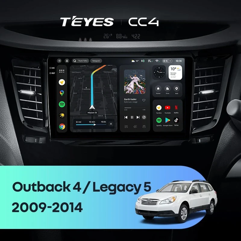 Штатная магнитола Teyes CC4 8/128 Subaru Outback 4 BR (2009-2014) Правый руль