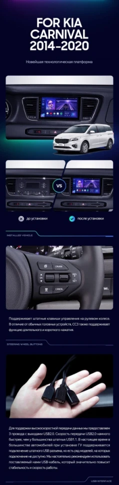 Штатная магнитола Teyes CC3 2K 4/64 Kia Carnival YP (2014-2021) F1 Тип-A