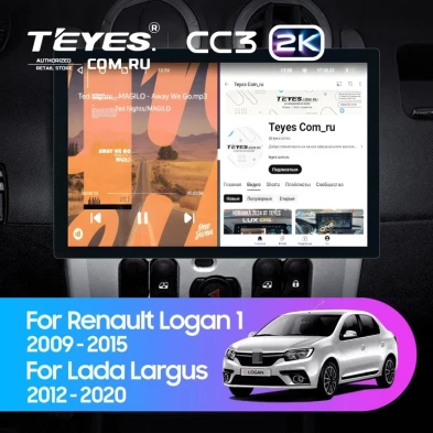 Штатная магнитола Teyes CC3 2K 4/32 Renault Logan 1 (2010-2015) (13")