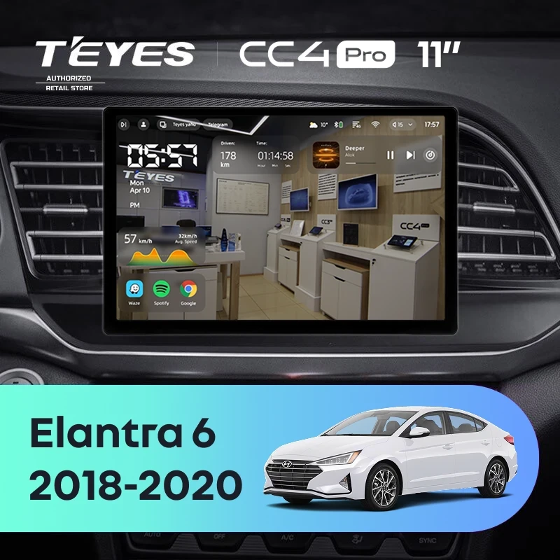 Штатная магнитола Teyes CC4 Pro 8/128 Hyundai Elantra 6 (2018-2020) Тип-B (11")
