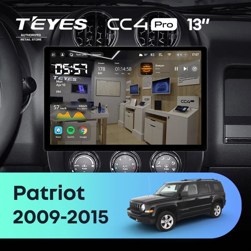 Штатная магнитола Teyes CC4 Pro 8/128 Jeep Patriot (2009-2015) (13")