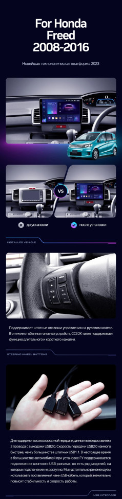 Штатная магнитола Teyes CC3 2K 6/128 Honda Freed 1 (2008-2016) F1 Правый руль