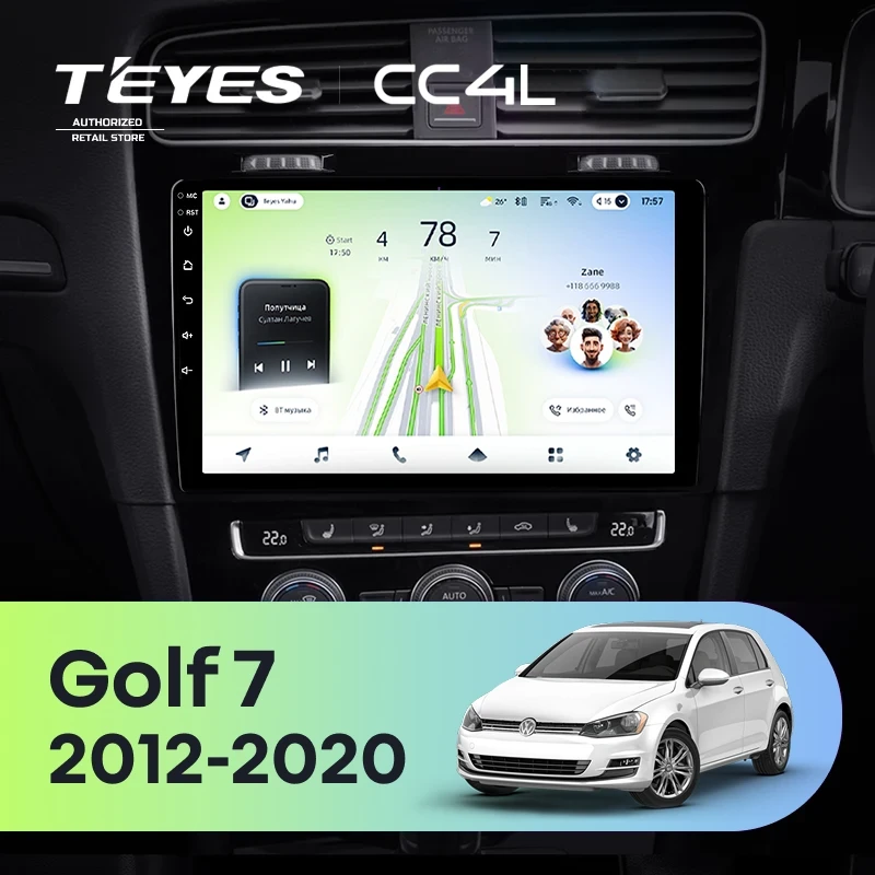 Штатная магнитола Teyes CC4L 4/64 Volkswagen Golf 7 MK7 (2012-2020) Правый руль