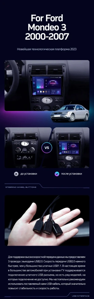 Штатная магнитола Teyes CC3 2K 6/128 Ford Mondeo 3 (2000-2007) F1