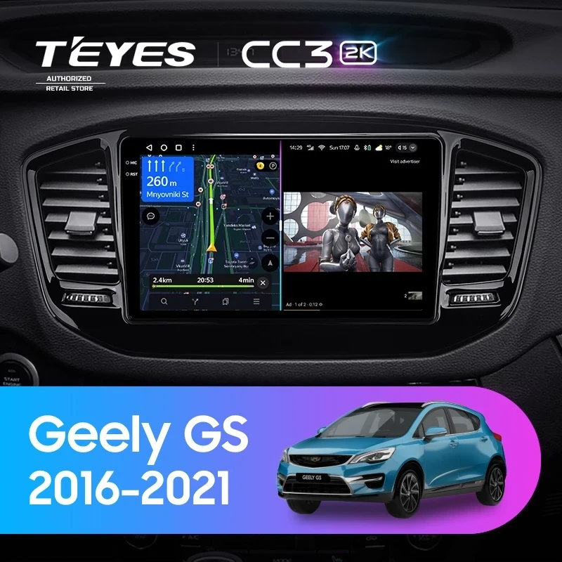 Штатная магнитола Teyes CC3 2K 4/32 Geely GS (2016-2021)