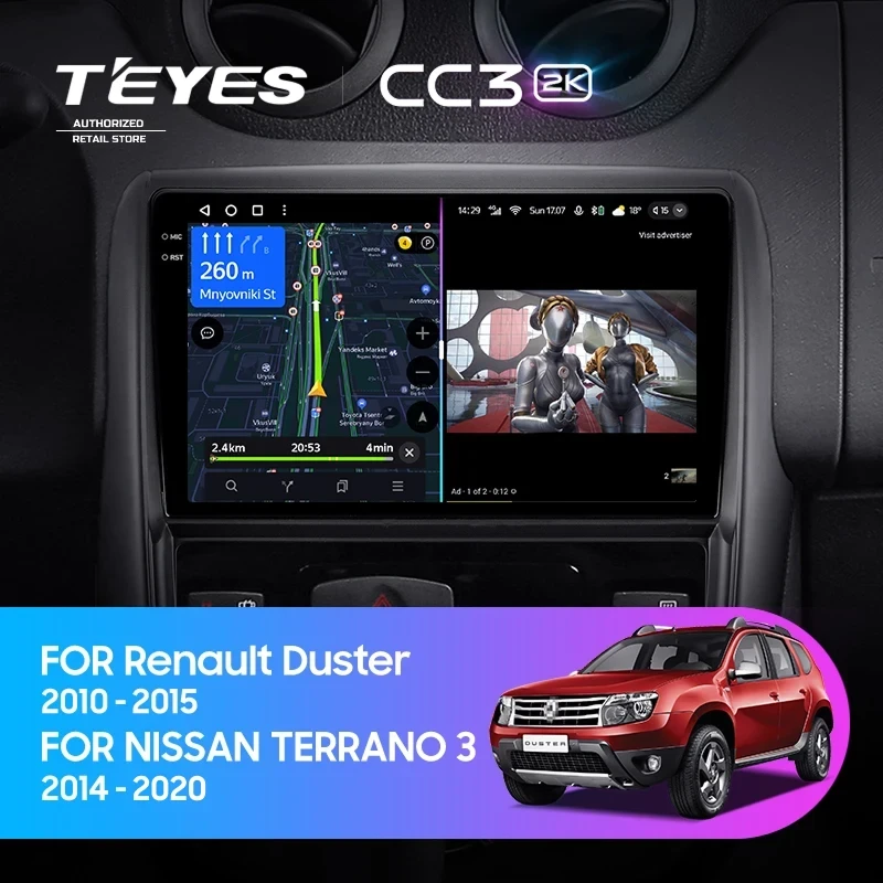 Штатная магнитола Teyes CC3 2K 360 6/128 Nissan Terrano (2014-2020)