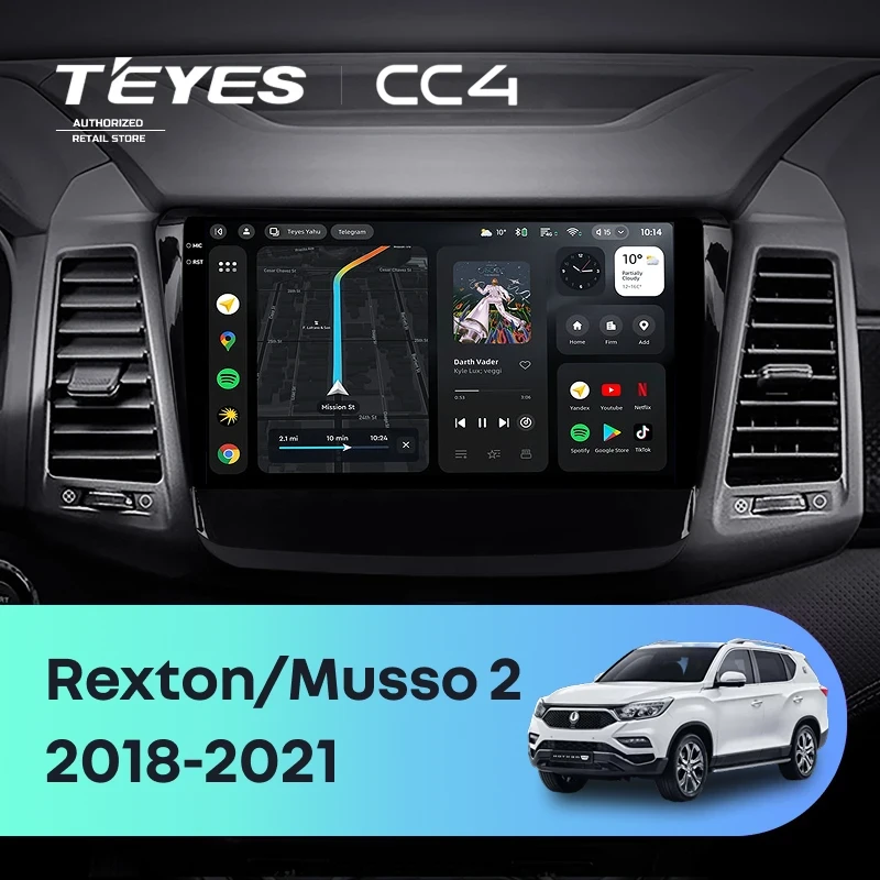 Штатная магнитола Teyes CC4 6/64 SsangYong Rexton Y450 Y400 (2018-2021)