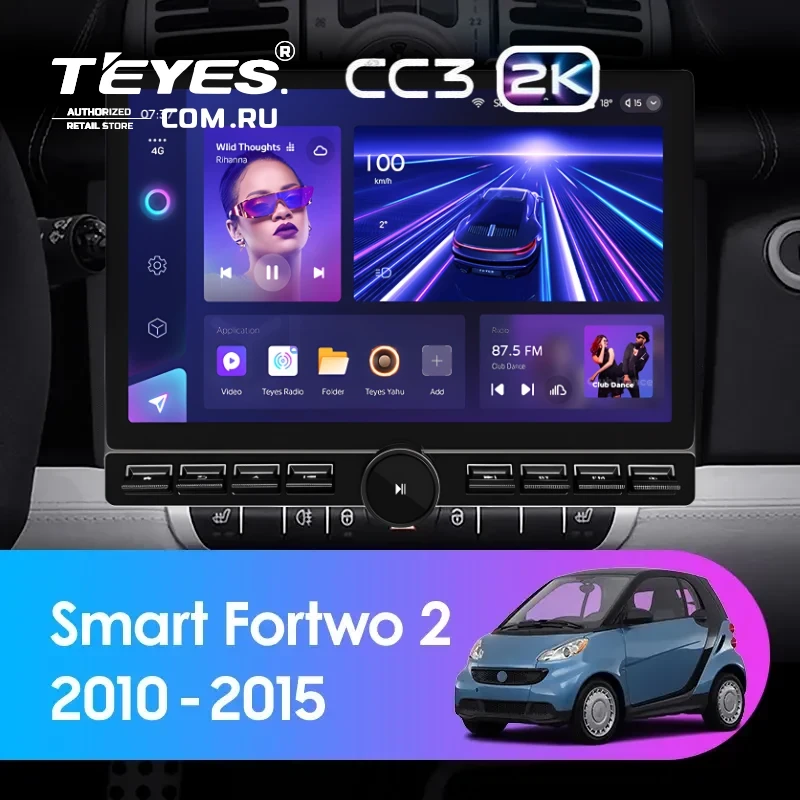 Штатная магнитола Teyes CC3 2K 6/128 Mercedes-Benz Smart Fortwo 2 (2010-2015) F1 (13" с кнопками)