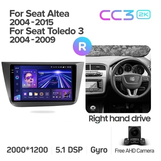Штатная магнитола Teyes CC3 2K 6/128 Seat Altea 5P (2004-2015) Правый руль
