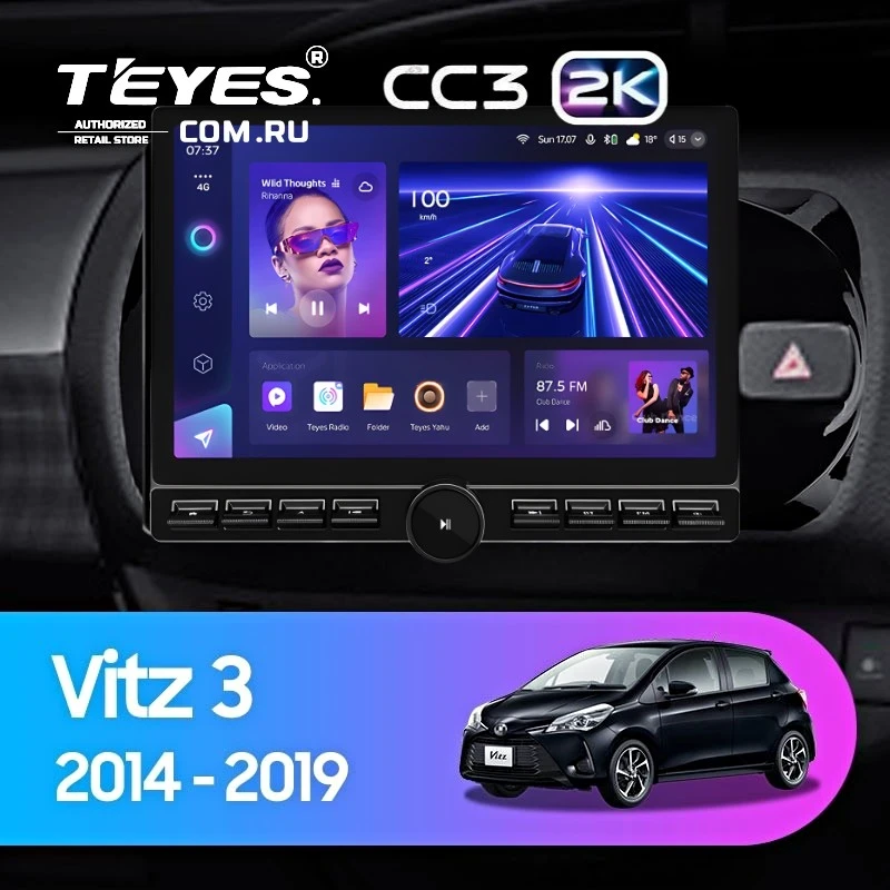 Штатная магнитола Teyes CC3 2K 6/128 Toyota Vitz III XP130 (2014-2019) Правый руль (13" с кнопками)