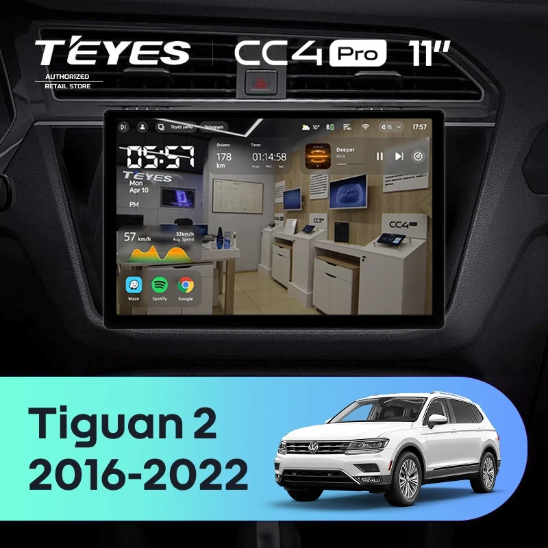Штатная магнитола Teyes CC4 Pro 8/128 Volkswagen Tiguan 2 (2016-2022) Тип-B (11")