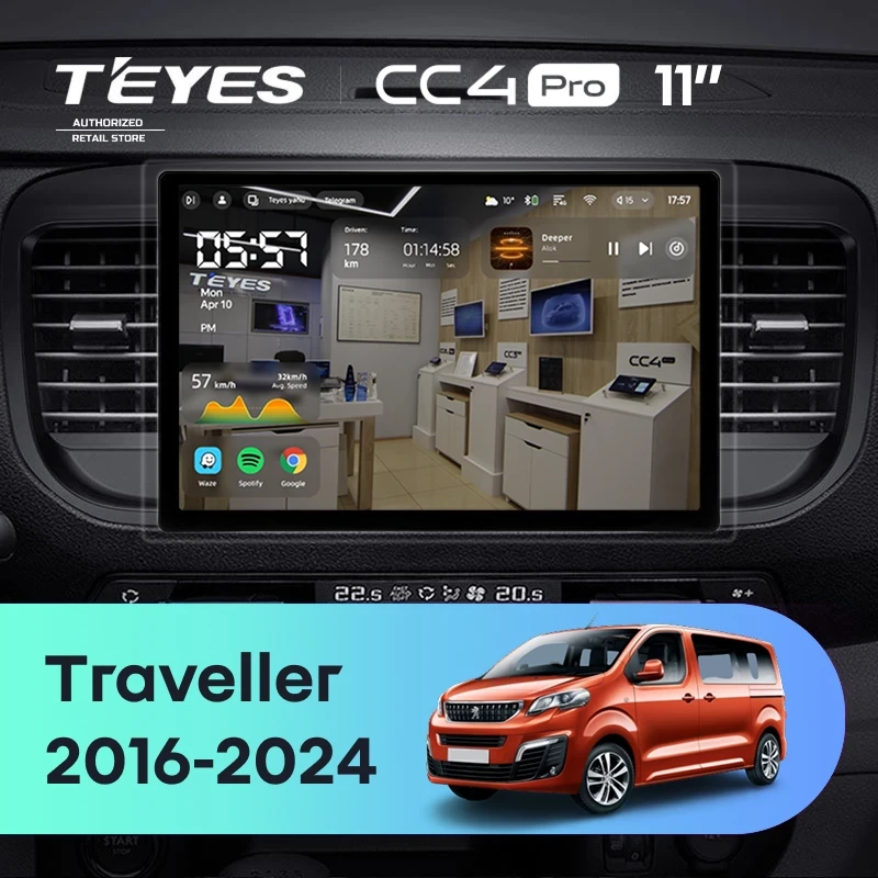Штатная магнитола Teyes CC4 Pro 8/128 Peugeot Traveller (2016-2024) (11")