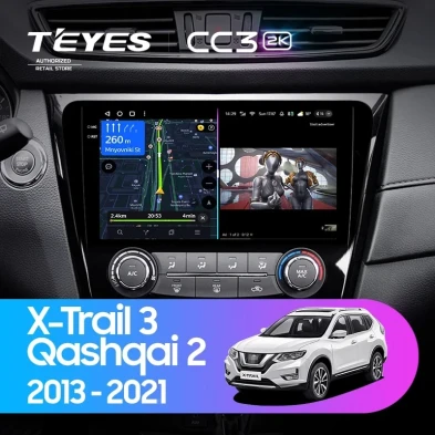 Штатная магнитола Teyes CC3 2K 4/32 Nissan Qashqai 2 (2013-2021) F2 климат контроль Тип-AB