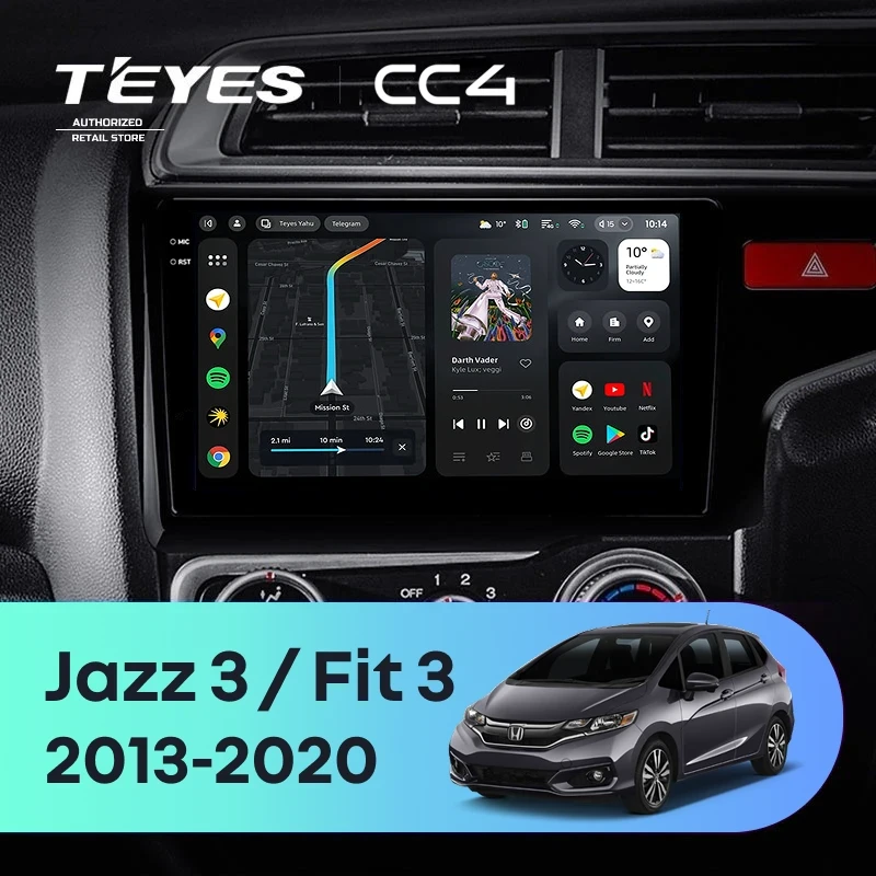 Штатная магнитола Teyes CC4 8/128 Honda Fit 3 GP GK (2013-2020) Тип-A Правый руль