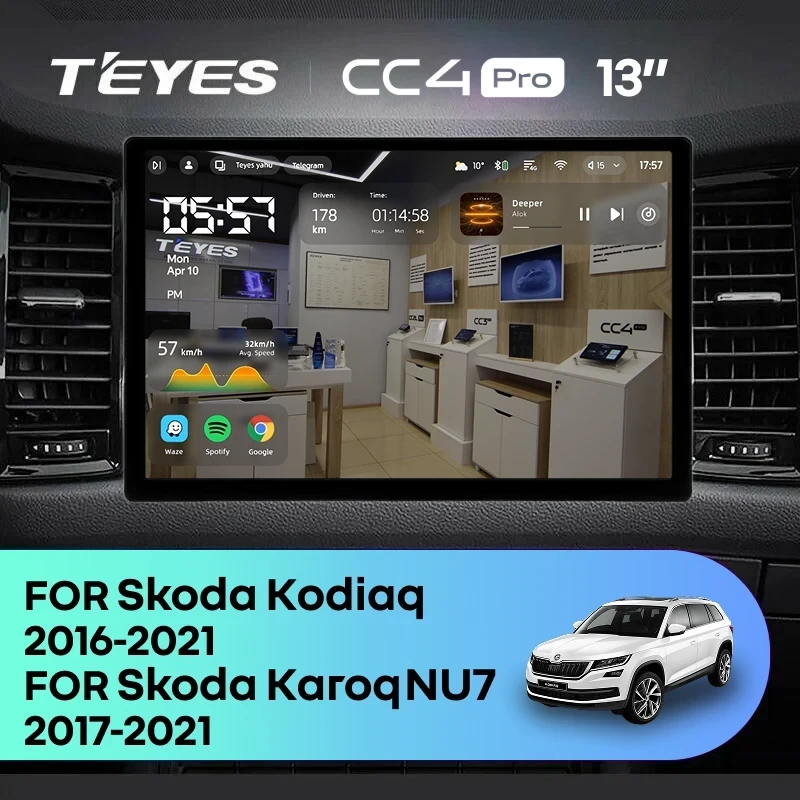 Штатная магнитола Teyes CC4 Pro 8/128 Skoda Kodiaq (2016-2021) F2 (13")