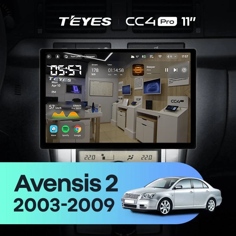 Штатная магнитола Teyes CC4 Pro 12/256 Toyota Avensis T250 (2003-2009) (11")
