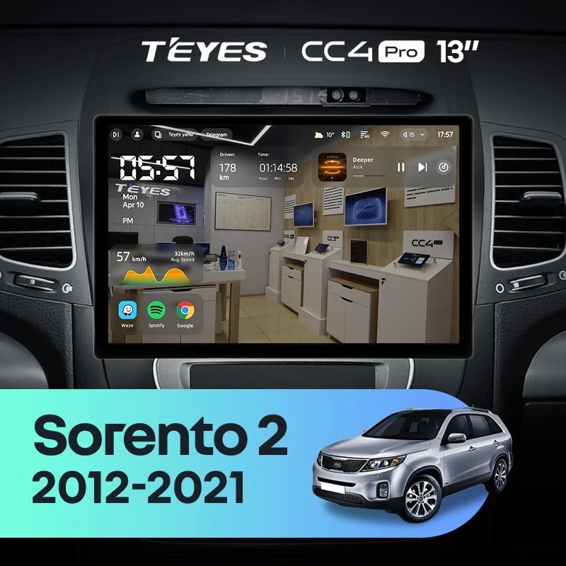 Штатная магнитола Teyes CC4 Pro 8/128 Kia Sorento 2 II XM (2012-2021) F3 (13")