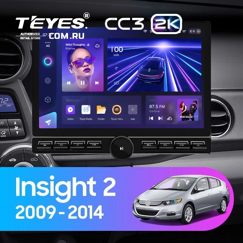 Штатная магнитола Teyes CC3 2K 6/128 Honda Insight 2 LHD (2009-2014) (13" с кнопками)