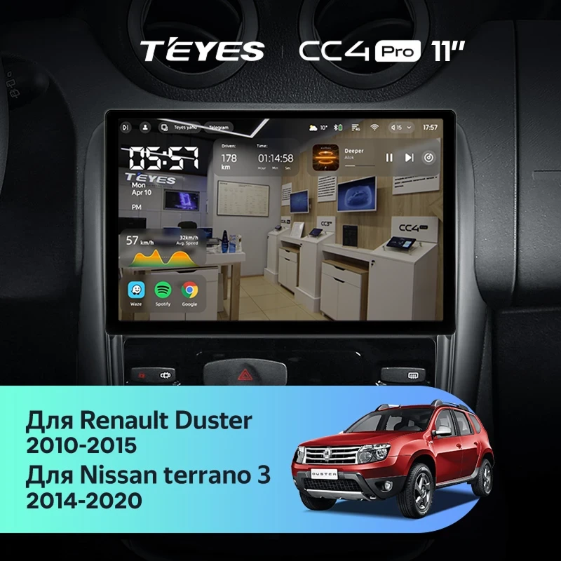 Штатная магнитола Teyes CC4 Pro 8/128 Renault Duster 1 (2010-2015) (11")