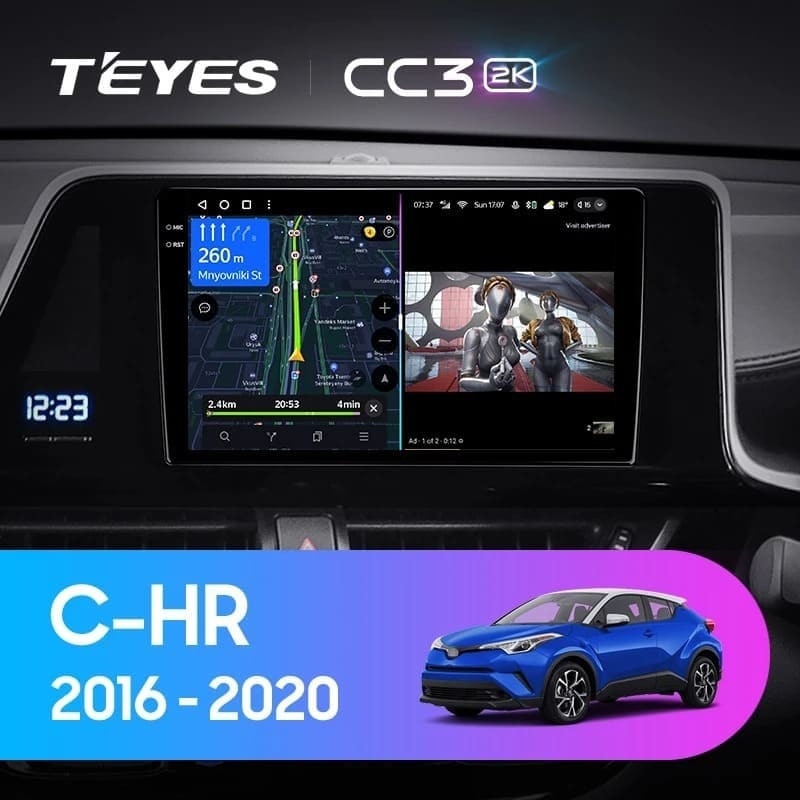 Штатная магнитола Teyes CC3 2K 4/64 Toyota C-HR (2016-2020) F2 Правый руль