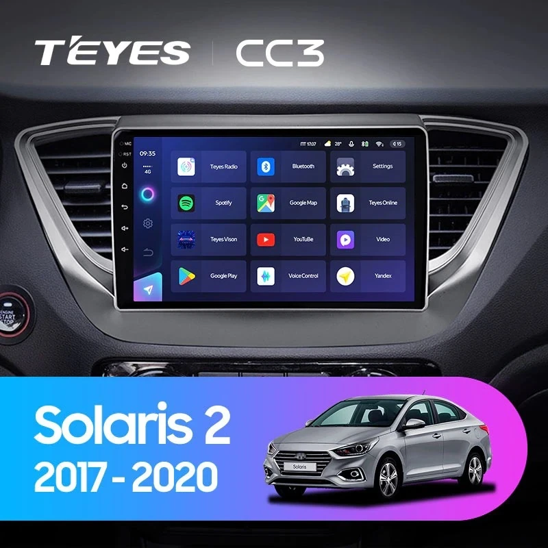 Штатная магнитола Teyes CC3 4/64 Hyundai Solaris 2 (2017-2020) F1 Тип-A