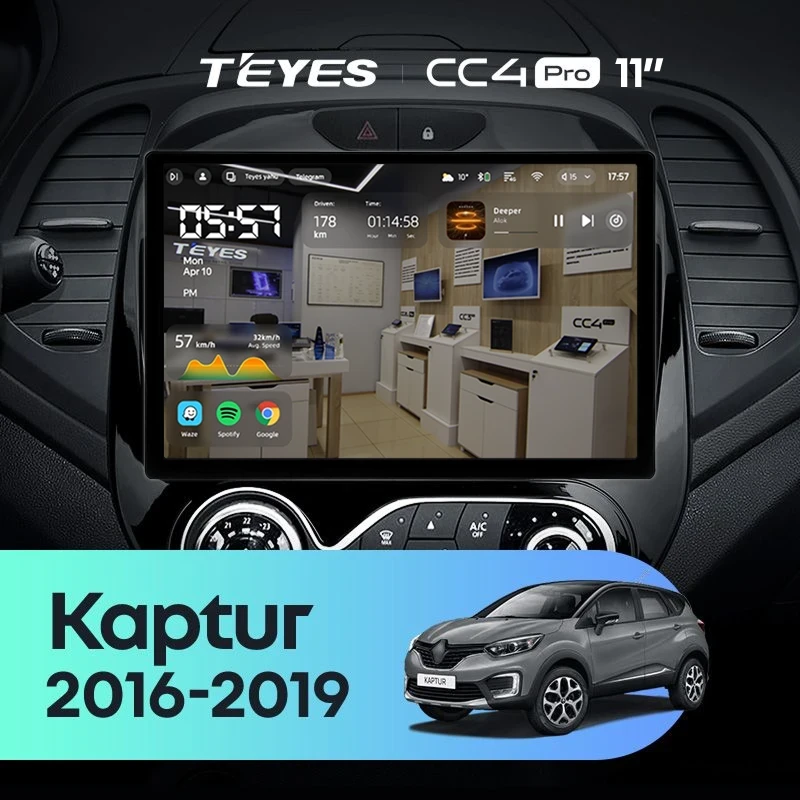 Штатная магнитола Teyes CC4 Pro 8/128 Renault Kaptur (2016-2019) F1 (11")