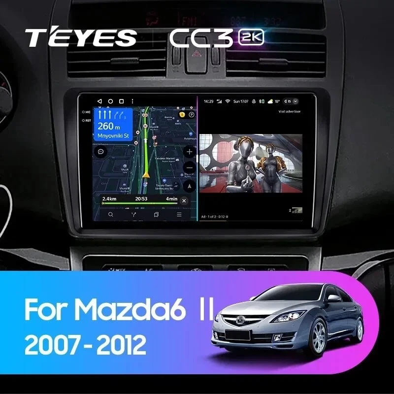Штатная магнитола Teyes CC3 2K 4/32 Mazda 6 GG (2002-2007)