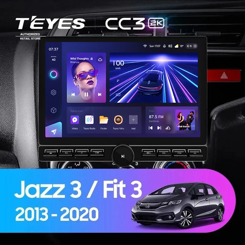 Штатная магнитола Teyes CC3 2K 6/128 Honda Jazz 3 (2015-2020) Тип-A Правый руль (13" с кнопками)