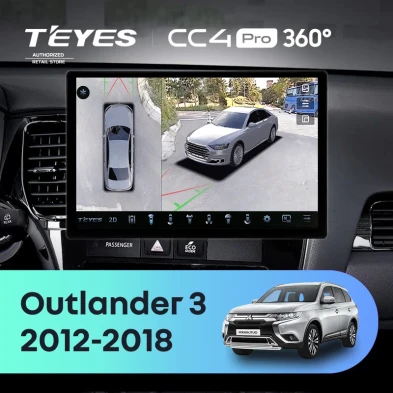 Штатная магнитола Teyes CC4 Pro 360 8/128 Mitsubishi Outlander 3 GF0W GG0W (2012-2018) Тип-B (13")