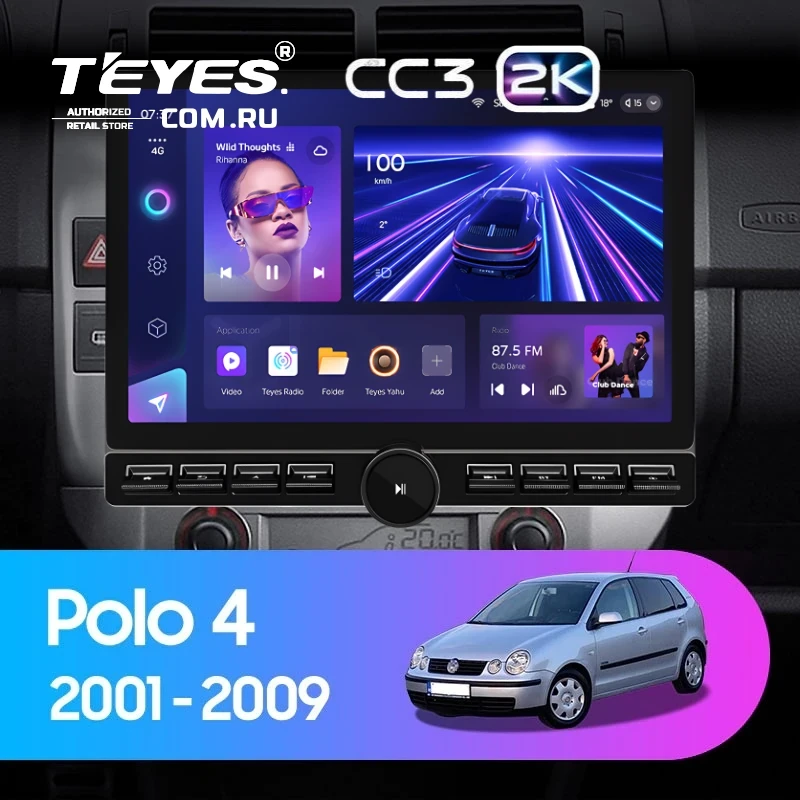 Штатная магнитола Teyes CC3 2K 6/128 Volkswagen Polo Mk4 (2001-2009) F2 (13" с кнопками)