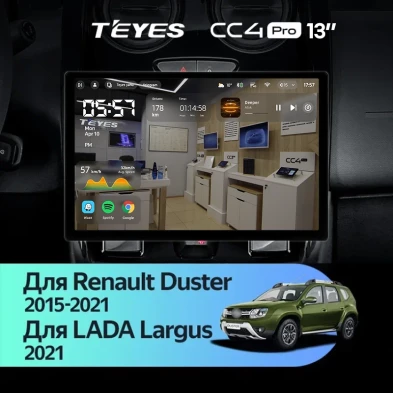 Штатная магнитола Teyes CC4 Pro 8/128 Lada Largus 2021+ F1 (13")