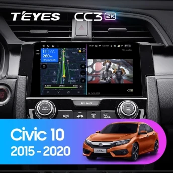 Штатная магнитола Teyes CC3 2K 6/128 Honda Civic 10 FC FK (2015-2020)
