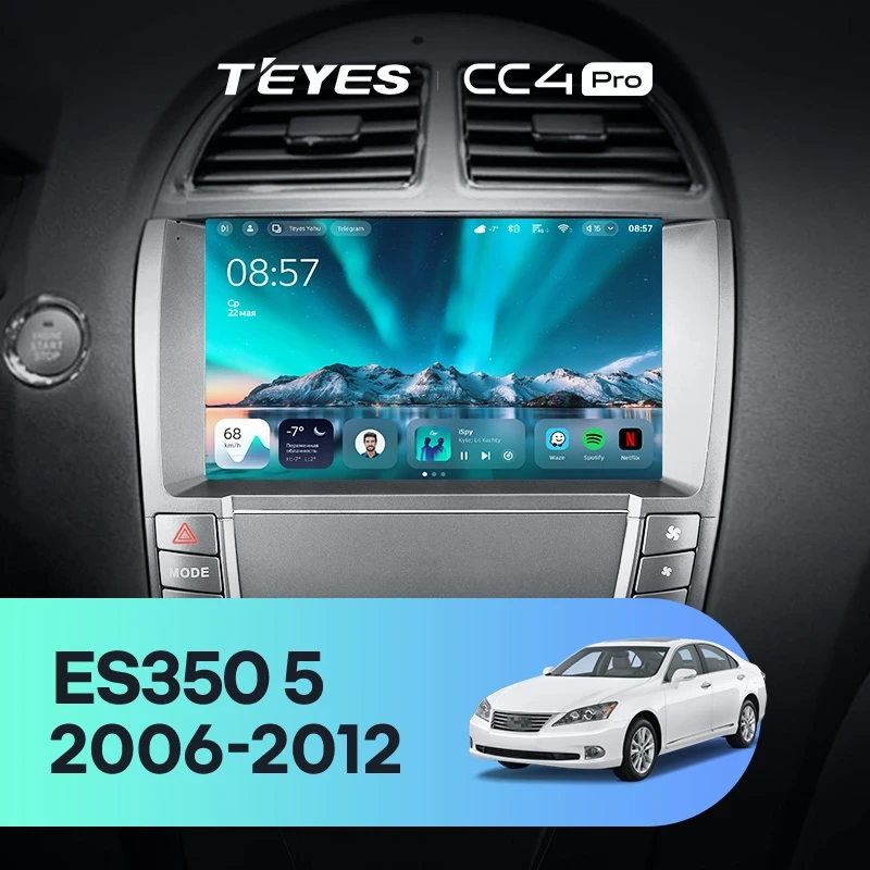 Штатная магнитола Teyes CC4 Pro 12/256 Lexus ES350 5 V XV40 (2006-2012) Тип-C