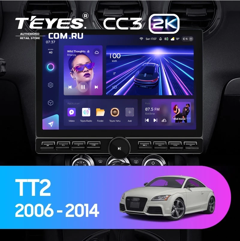 Штатная магнитола Teyes CC3 2K 6/128 Audi TT 2 (2006-2014) (13" с кнопками)