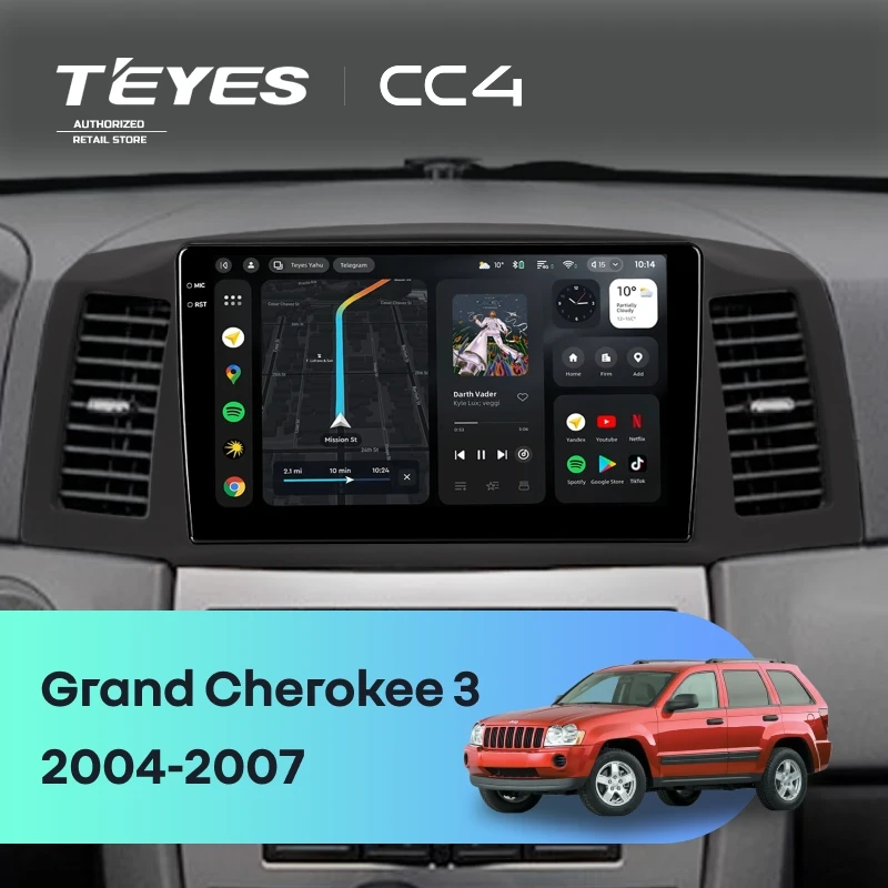 Штатная магнитола Teyes CC4 6/64 Jeep Grand Cherokee 3 WK (2004-2007) F1