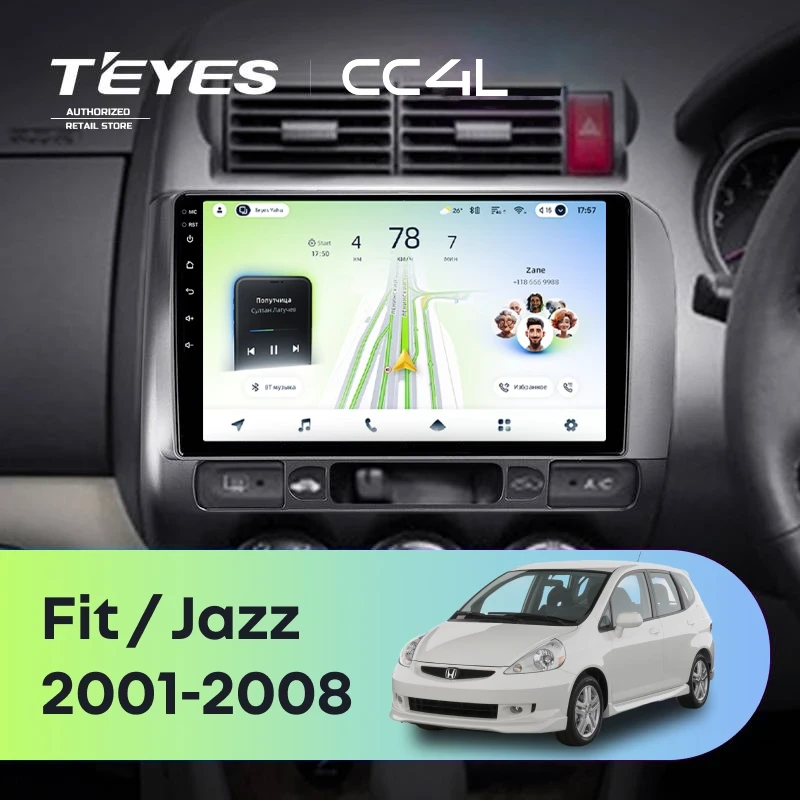 Штатная магнитола Teyes CC4L 4/64 Honda Fit GD (2001-2008) Правый руль