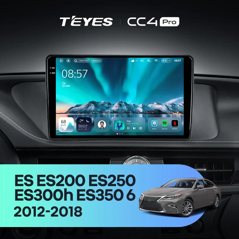 Штатная магнитола Teyes CC4 Pro 12/256 Lexus ES ES200 ES250 ES300h ES350 XV60 VI (2012-2018) Тип-C