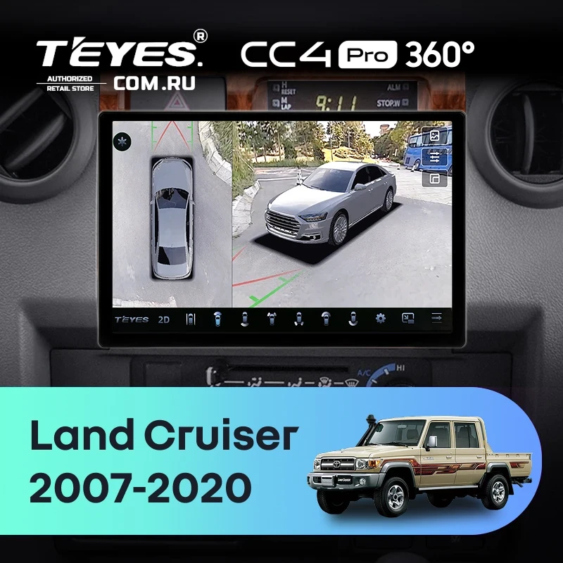 Штатная магнитола Teyes CC4 Pro 360 8/128 Toyota Land Cruiser 70 Series LC 79 (2007-2020) (11") (Дерево)