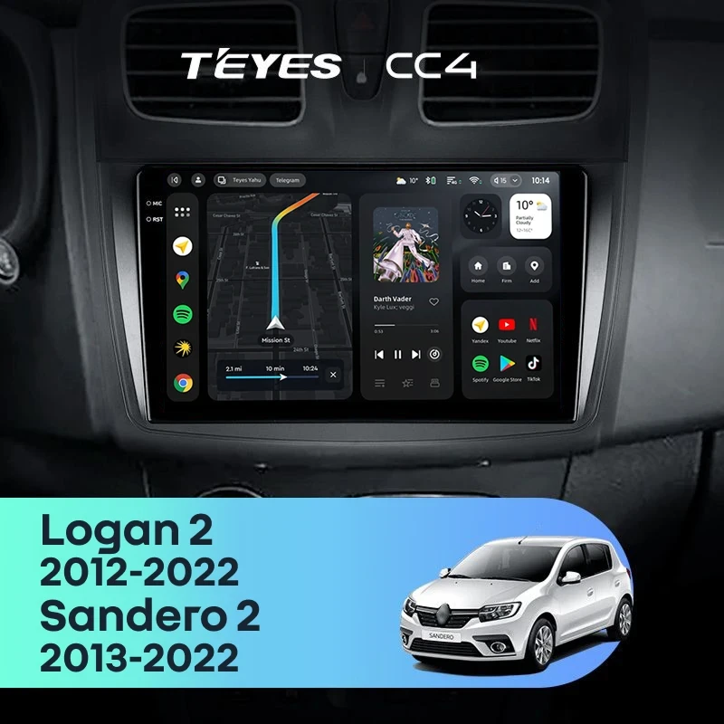 Штатная магнитола Teyes CC4 8/128 Renault Sandero 2 (2013-2022) F1