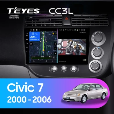 Штатная магнитола Teyes CC3L 4/64 Honda Civic 7 (2000-2006) F2 Правый руль