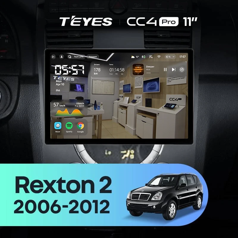 Штатная магнитола Teyes CC4 Pro 12/256 SsangYong Rexton Y250 2 (2006-2012) (11")