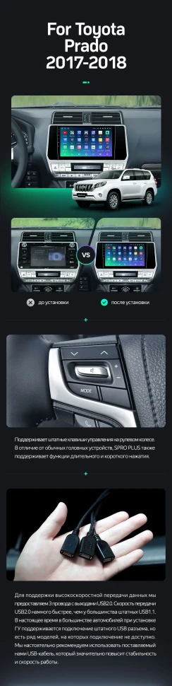 Штатная магнитола Teyes SPRO Plus 6/128 Toyota Land Cruiser Prado 150 (2017-2021)