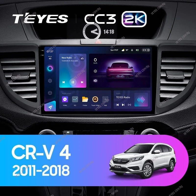 Штатная магнитола Teyes CC3 2K 360 6/128 Honda CR-V 4 RM RE (2011-2018) 9" Тип-B