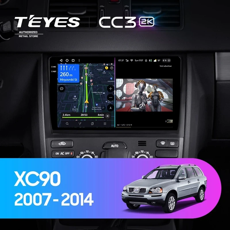 Штатная магнитола Teyes CC3 2K 4/32 Volvo XC90 (2007-2014) F2 (комплект для установки нижней части)