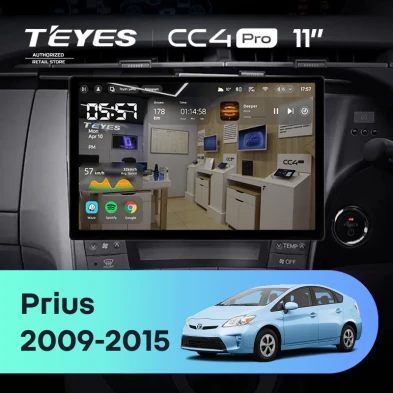 Штатная магнитола Teyes CC4 Pro 8/128 Toyota Prius 3 XW30 (2009-2015) F2 Правый руль (11")