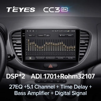 Штатная магнитола Teyes CC3 2K 6/128 Hyundai i10 (2007-2013)