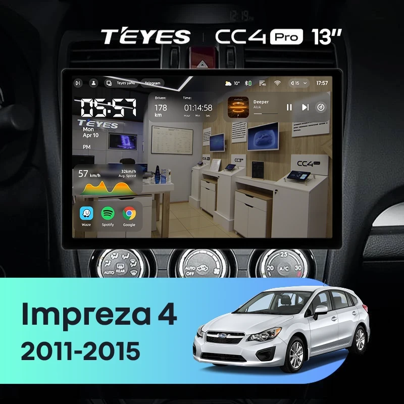 Штатная магнитола Teyes CC4 Pro 12/256 Subaru Impreza 4 (2011-2015) Тип-B (13")