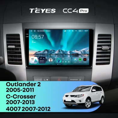 Штатная магнитола Teyes CC4 Pro 8/128 Mitsubishi Outlander 2 (2005-2011) Тип-A